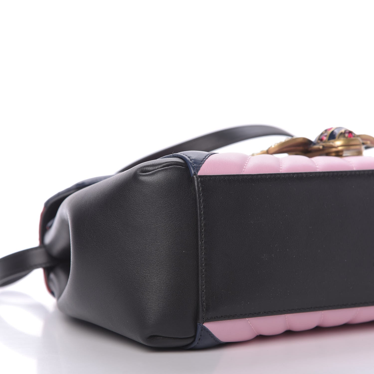 Gucci Calfskin Bamboo Trapuntata Queen Margaret Top Handle Bag Blue Agata Hibiscus Red Mystic White Sugar Pink 7 of 10