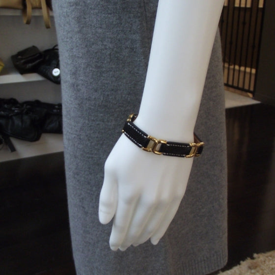Epsom Leather H Link Bracelet Black