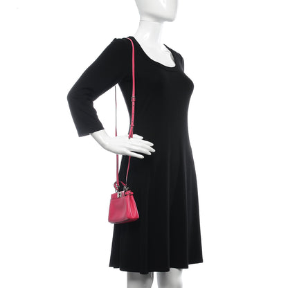 Fendi Shiny Nappa Micro Peekaboo Iconic Satchel Fuxia 2 of 8