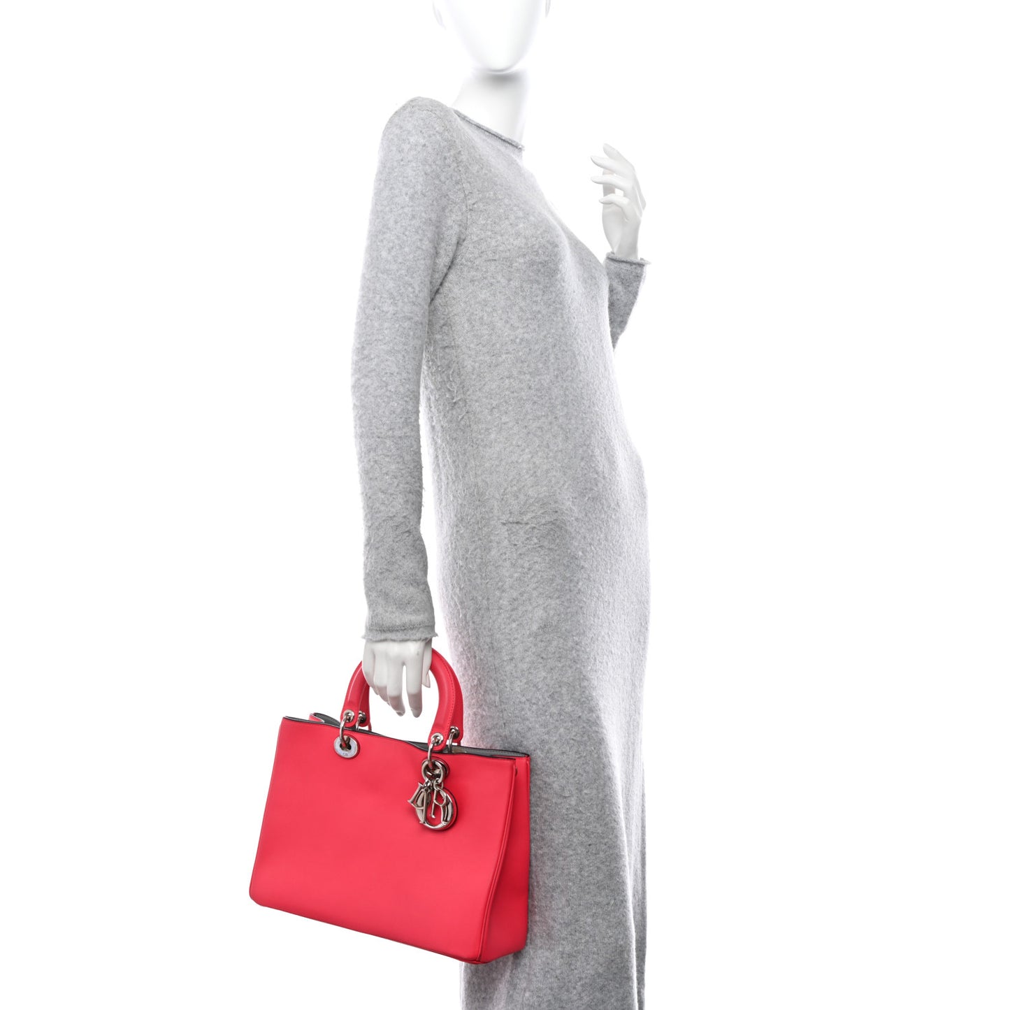 CHRISTIAN DIOR Smooth Calfskin Medium Diorissimo Tote Fuchsia