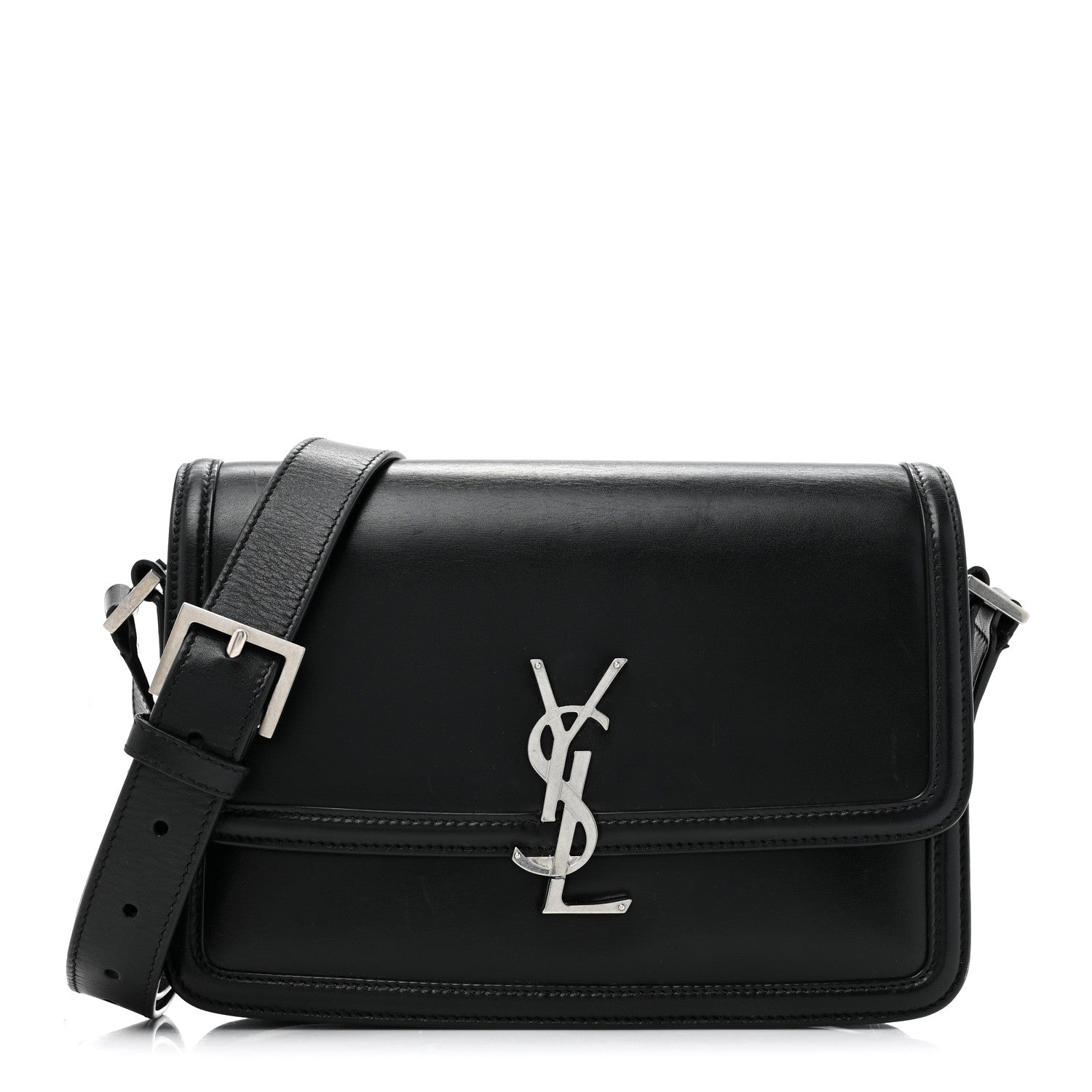 Saint Laurent Box Calfskin Monogram Medium Solferino Satchel Black 1 of 14