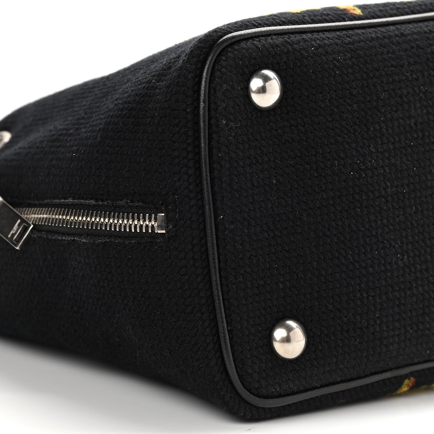 Saint Laurent Woven Wool Embroidered Baby Emmanuelle Bucket Bag Black 8 of 9