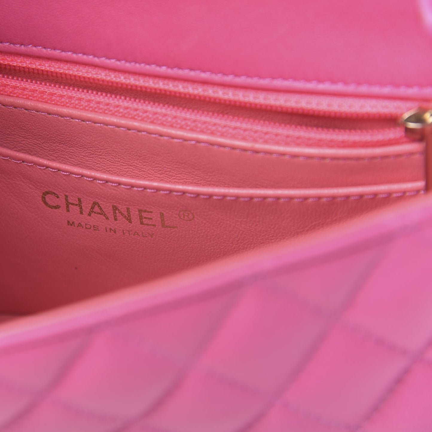 Lambskin Quilted Mini Rectangular Flap Dark Pink