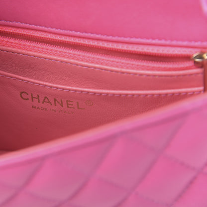 Chanel Lambskin Quilted Mini Rectangular Flap Dark Pink 6 of 10