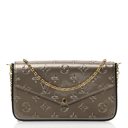 Louis Vuitton Vernis Felicie Pochette Chain Wallet Champagne Metallise 3 of 13