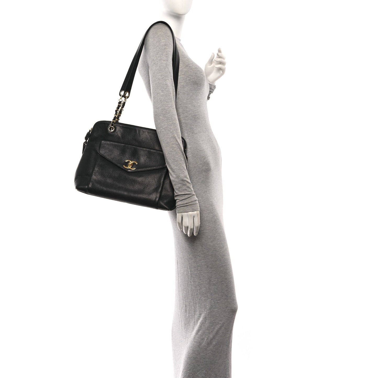 Caviar Flap Shoulder Bag Black