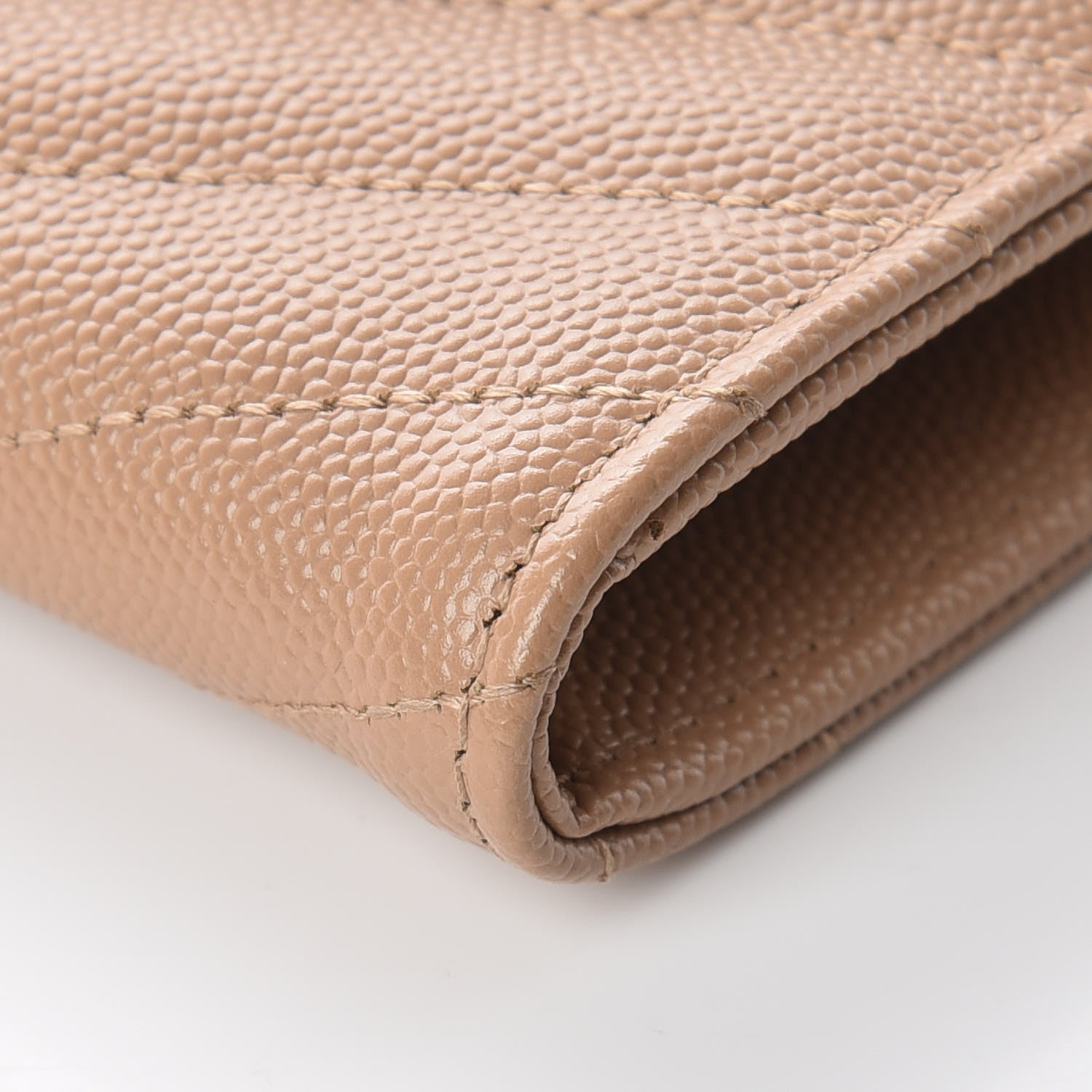 Saint Laurent Grain De Poudre Matelasse Chevron Monogram Flap Wallet Oak 6 of 9