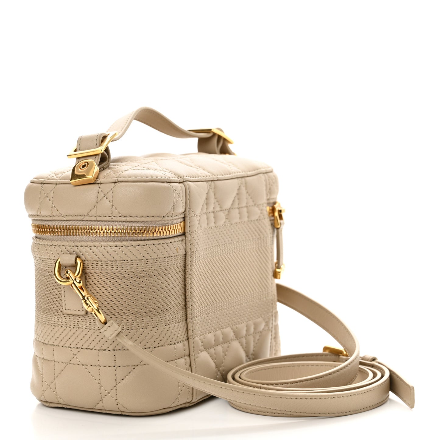 Lambskin Cannage Small Diortravel Vanity Case Light Beige