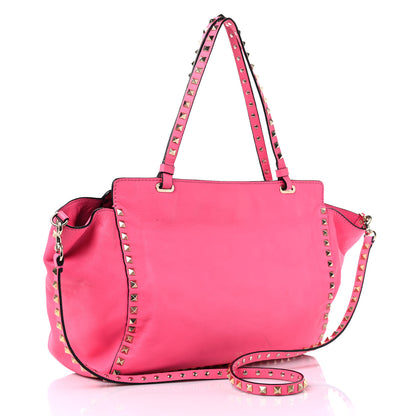 Valentino Garavani Vitello Medium Rockstud Tote Fuxia Fluo 3 of 14
