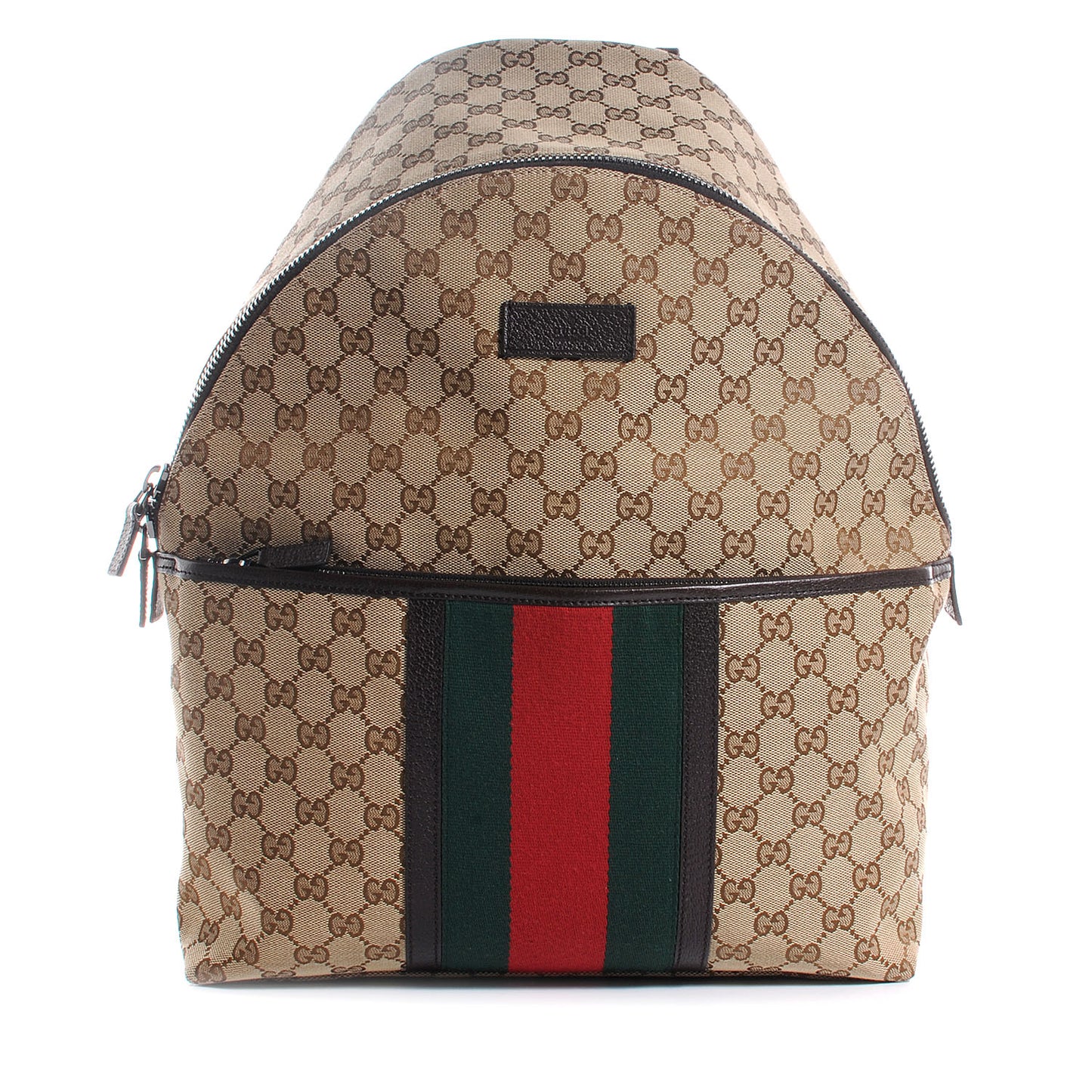 GG Monogram Web Medium Classic Backpack Brown