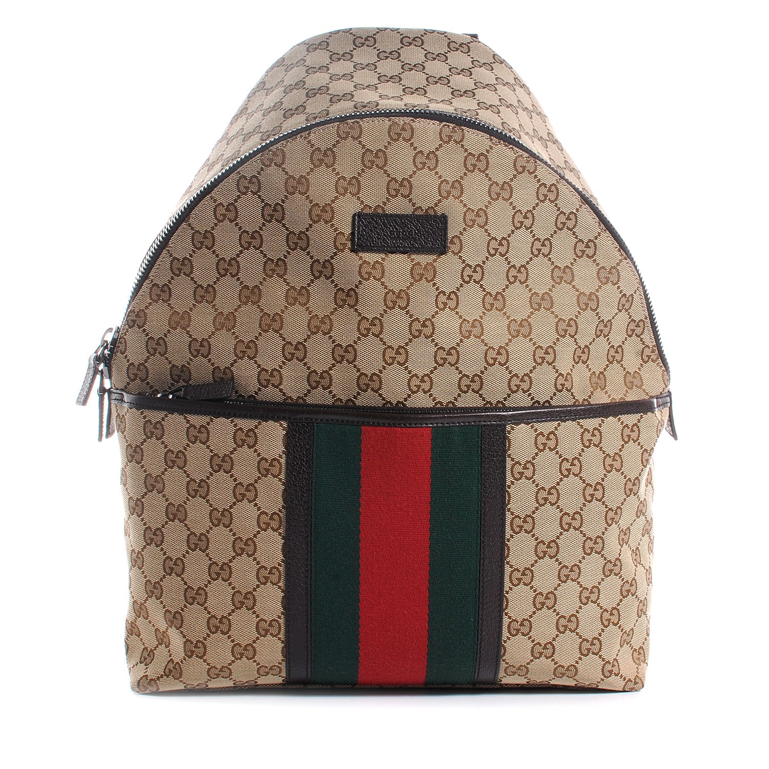 Gucci GG Monogram Web Medium Classic Backpack Brown 1 of 7