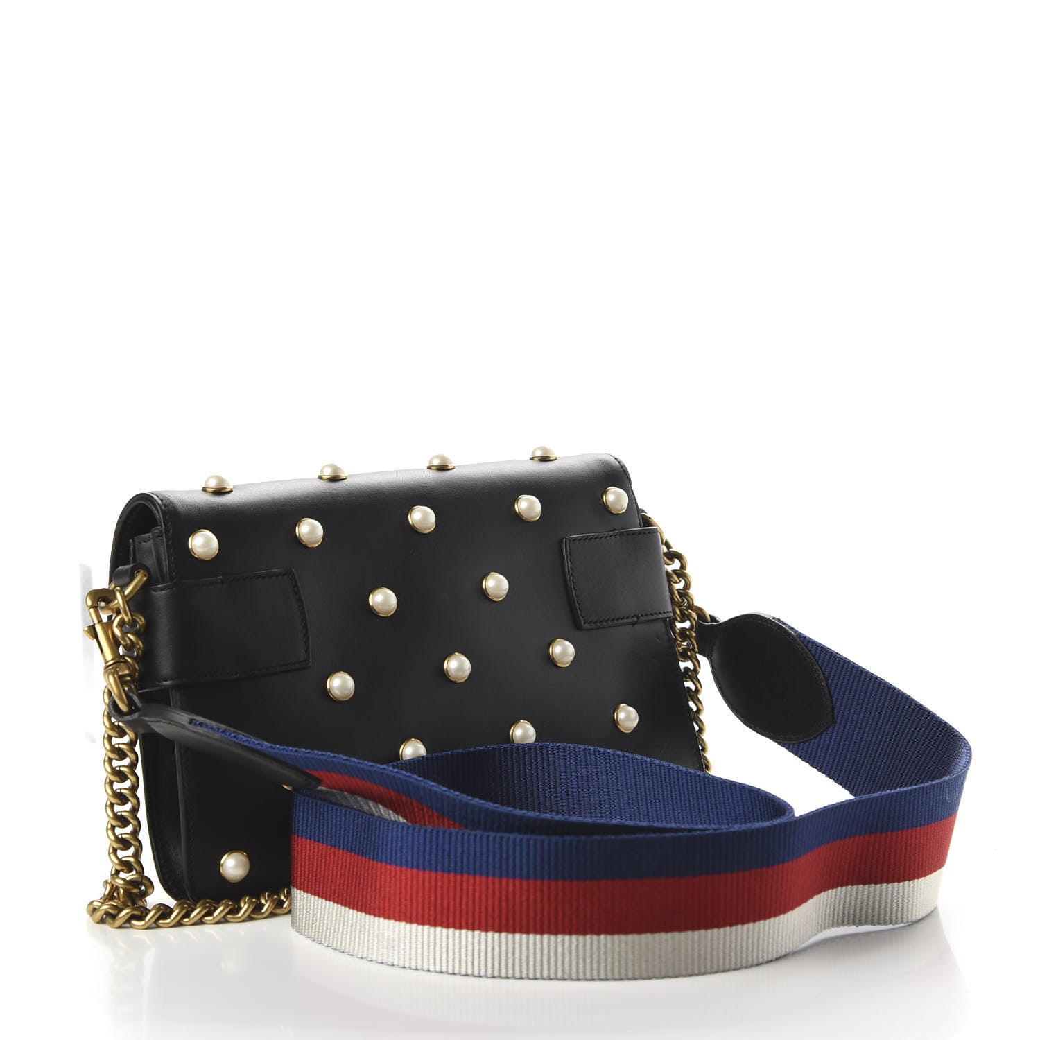 Gucci Nappa Pearl Studded Mini Queen Margaret Broadway Shoulder Bag Black 3 of 11