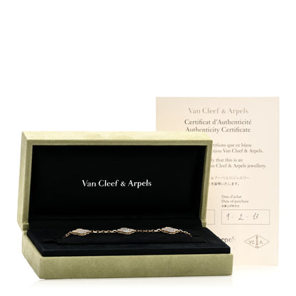 Van Cleef & Arpels 18K Yellow Gold Mother of Pearl 5 Motifs Vintage Alhambra Bracelet 4 of 4