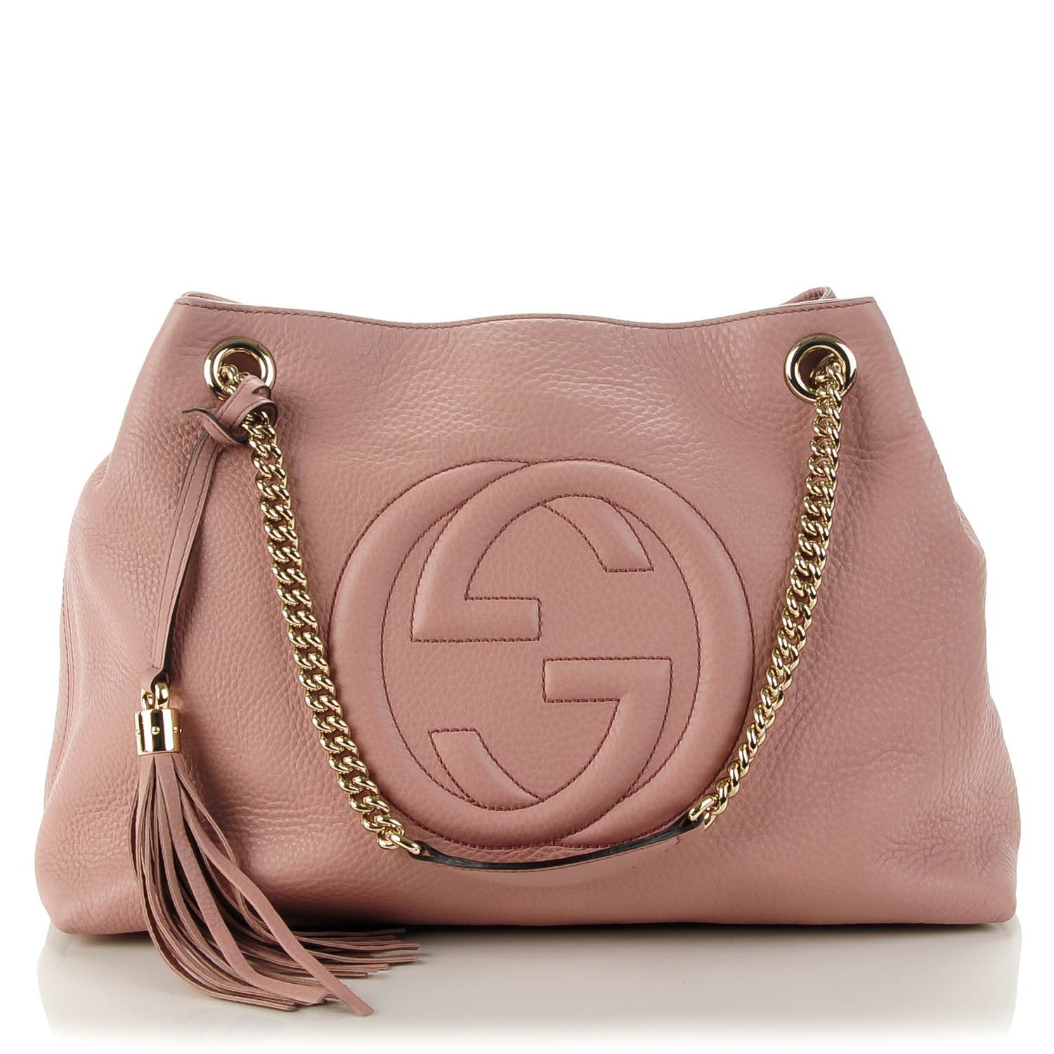 Gucci Pebbled Calfskin Medium Soho Chain Shoulder Bag Pale Pink 1 of 7
