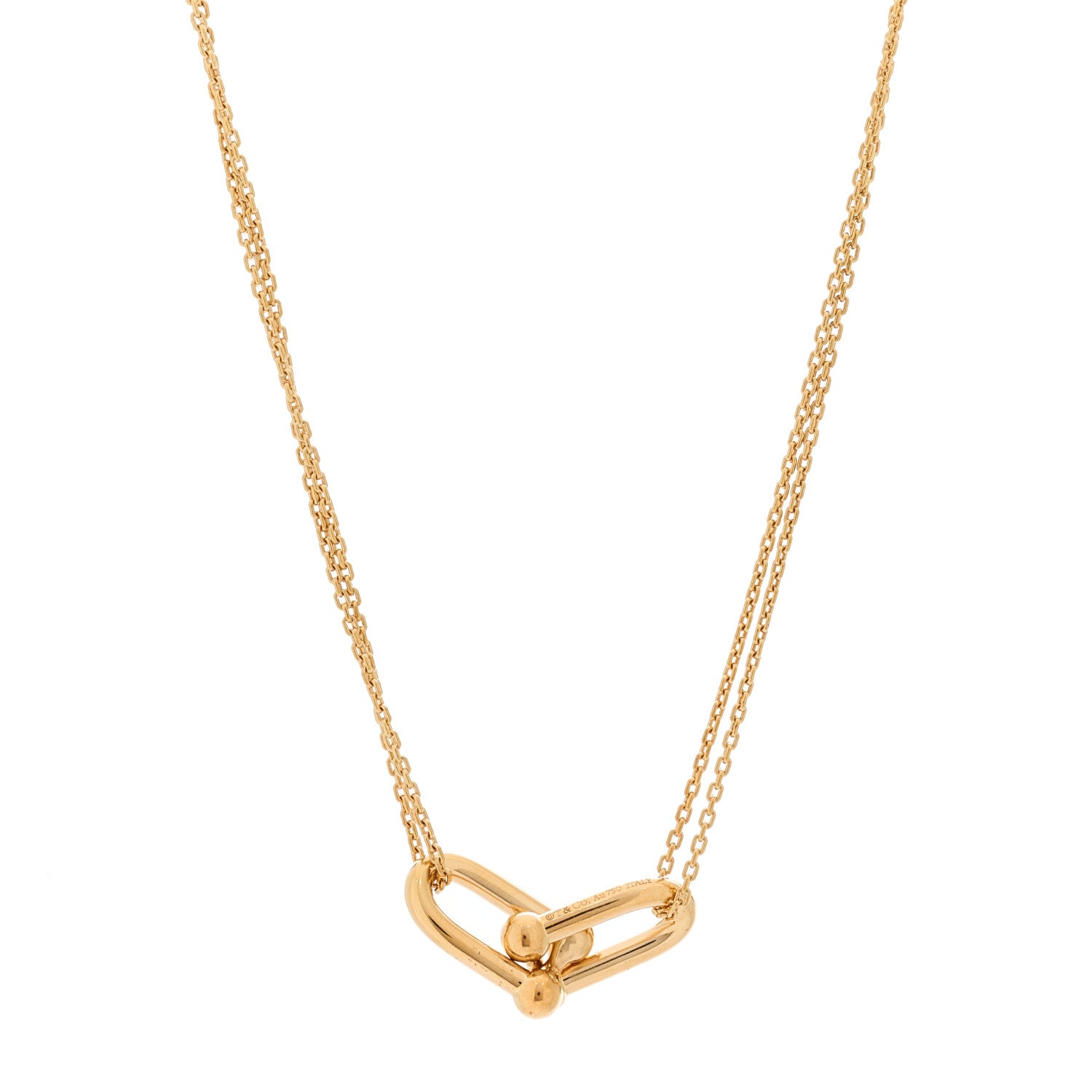 Tiffany 18K Rose Gold HardWear Double Link Pendant Necklace 1 of 6