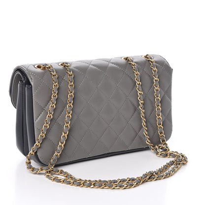 Chanel Lambskin Quilted Small Enamel CC Flap Grey Dark Navy 3 of 12
