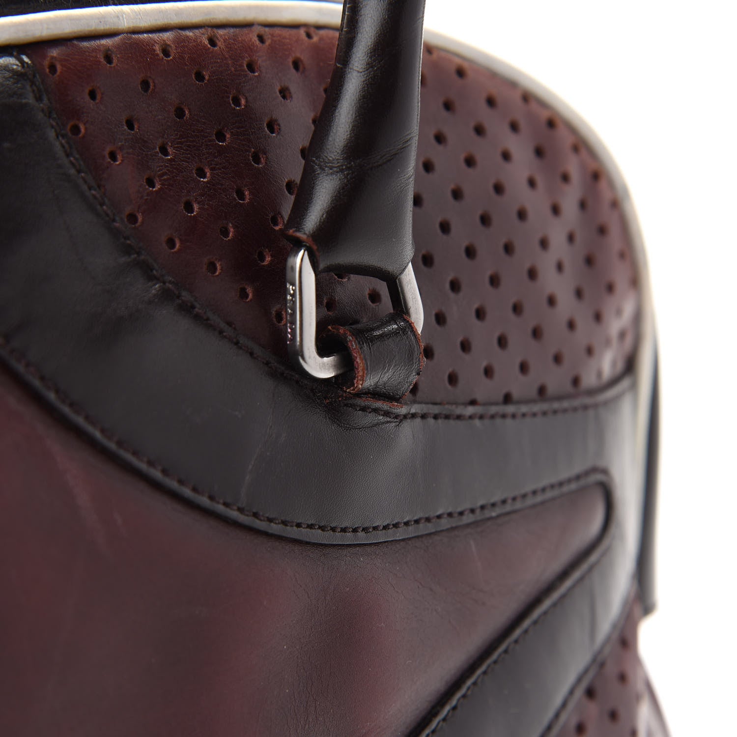 Prada Vitello Drive Perforated Bowling Bag Brown 12 of 12