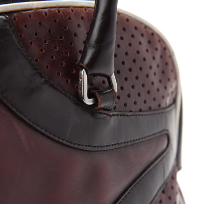 Prada Vitello Drive Perforated Bowling Bag Brown 12 of 12