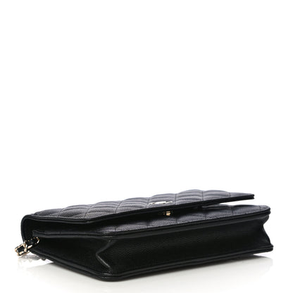 Chanel Caviar Quilted Wallet With Charms On Chain WOC Black 6 of 12