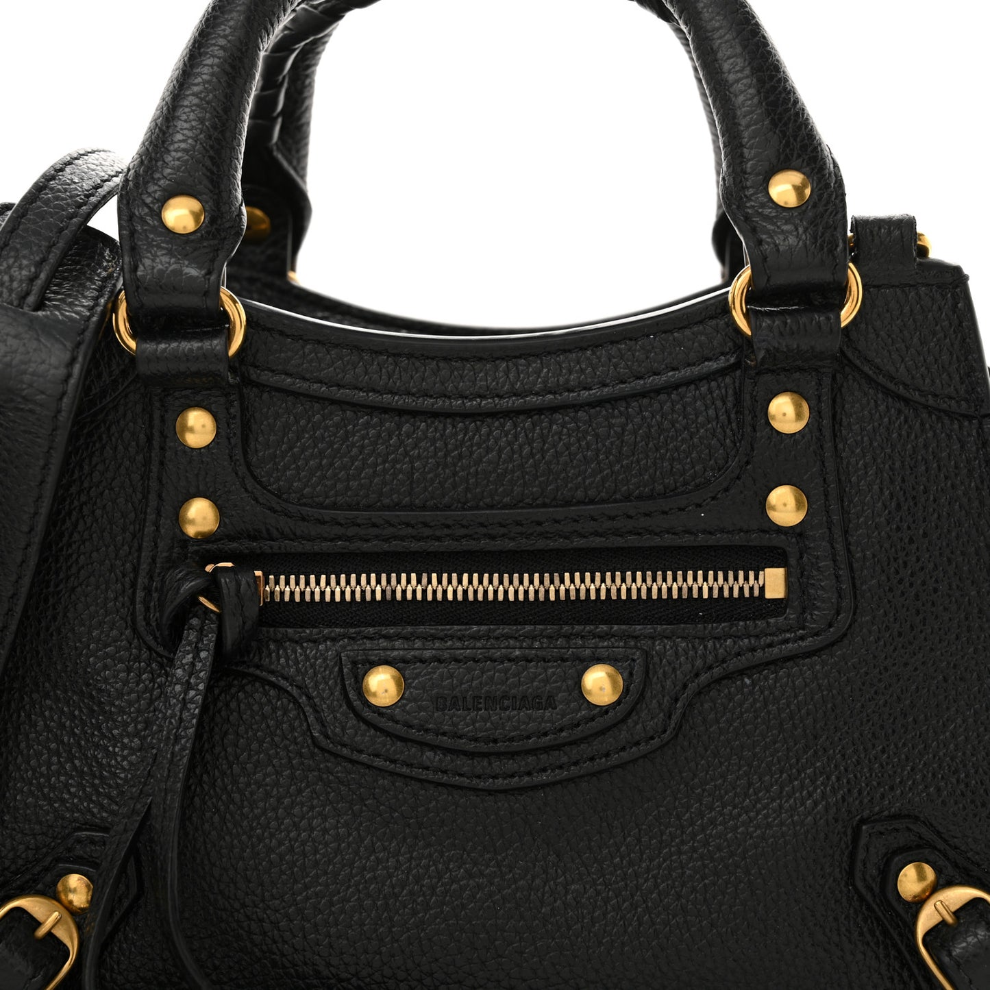 Grained Calfskin Neo Classic Gold Hardware Mini City Black