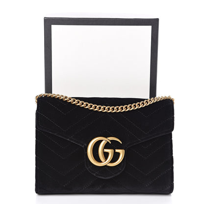 Gucci Velvet Matelasse GG Marmont Chain Wallet Black 10 of 10