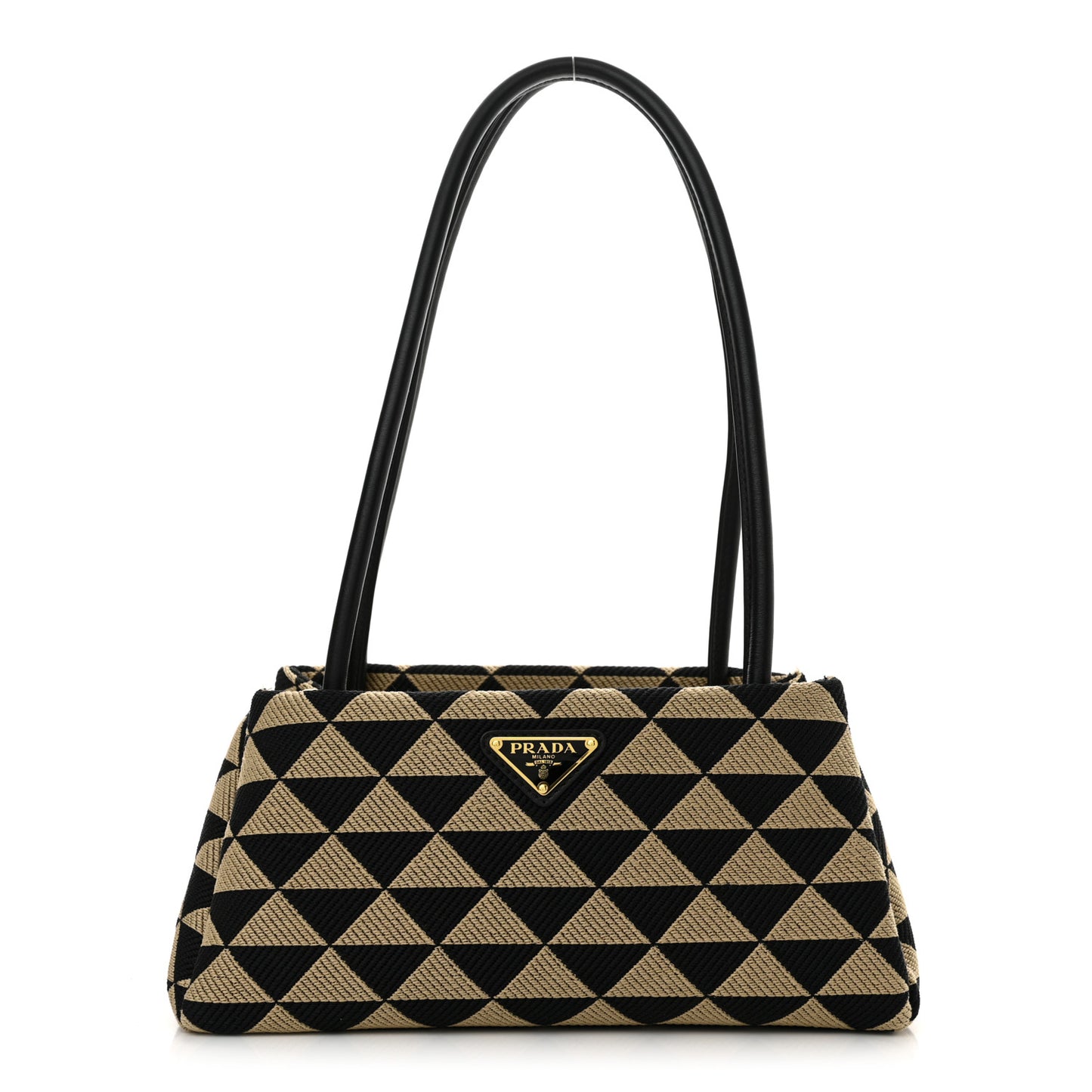 Jacquard Triangolo Symbole Embroidered Small Shoulder Bag Black Corda