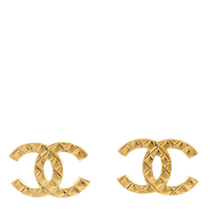 Chanel Metal Textured CC Earrings Gold 3 of 7