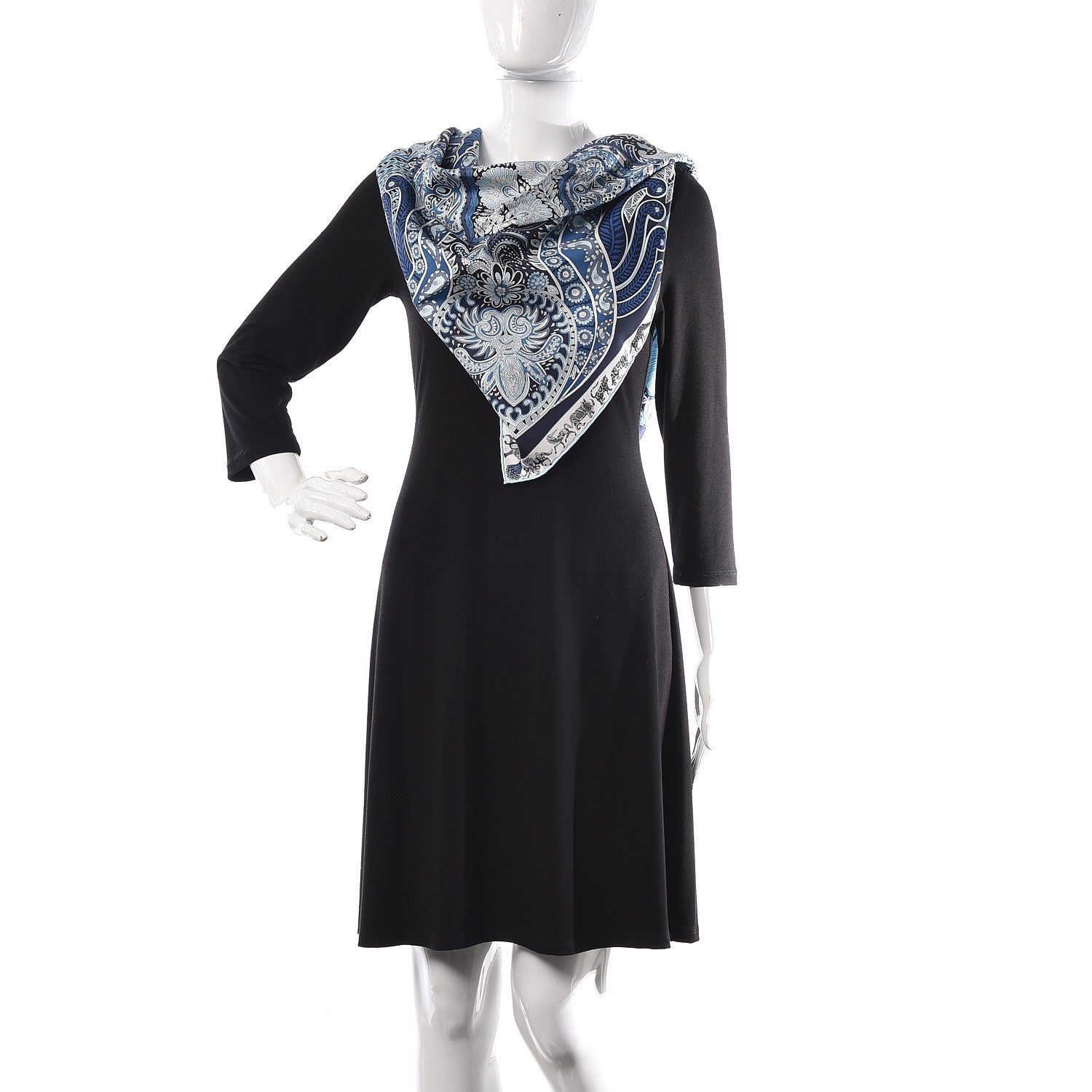 Hermes Silk Le Jardin De La Maharani Scarf 90 Marine Ciel White 2 of 4