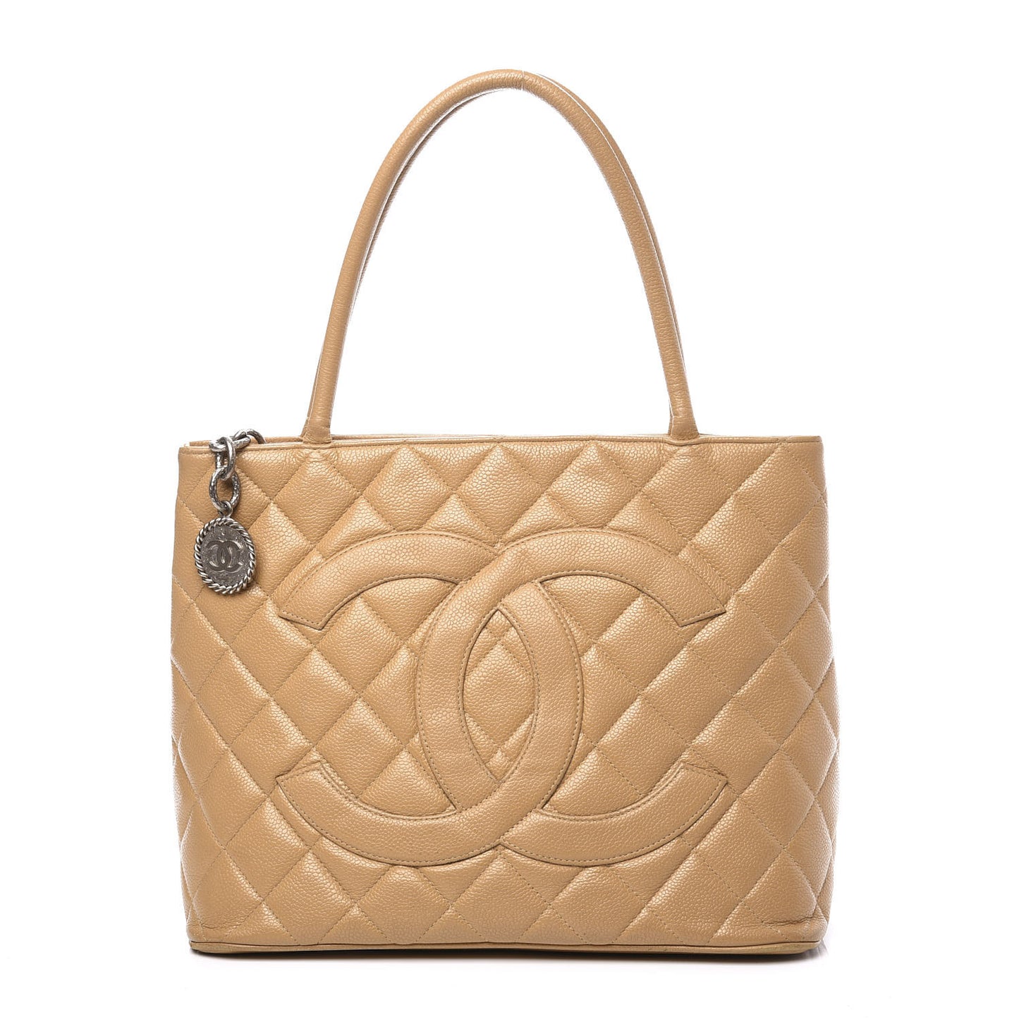 Caviar Quilted Medallion Tote Beige