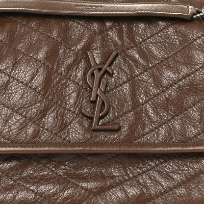 Saint Laurent Crinkled Calfskin Matelasse Monogram Medium Niki Chain Satchel Tan Brown 8 of 10