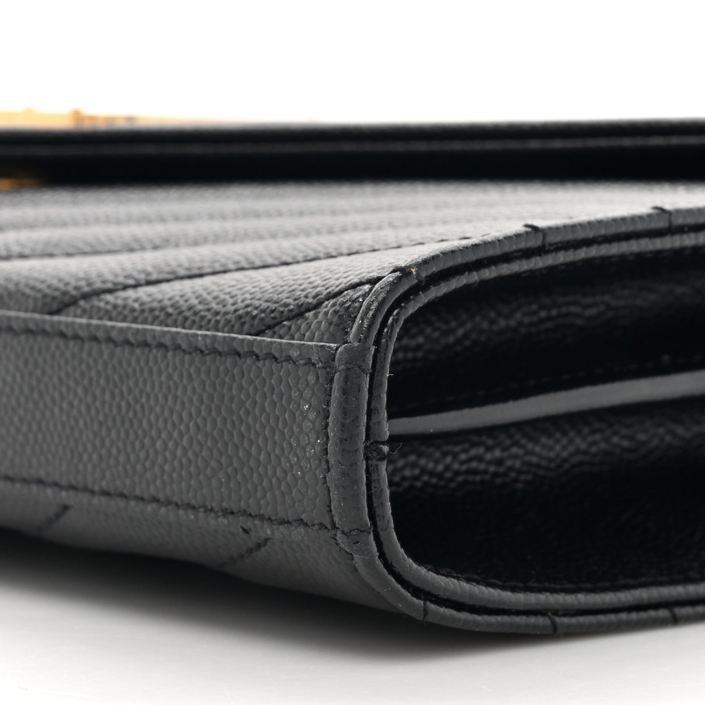 Grain De Poudre Matelasse Chevron Monogram Chain Wallet Black