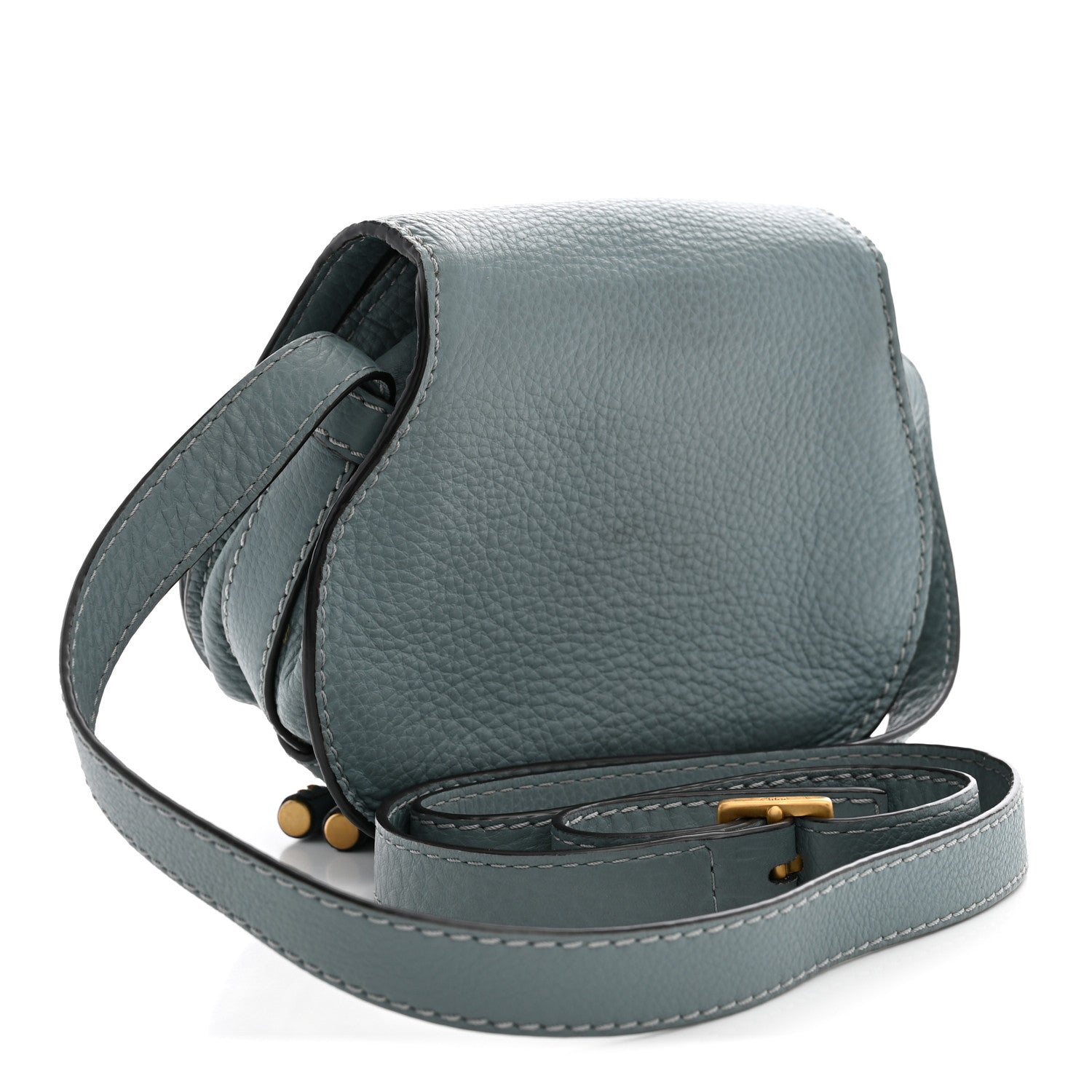 Chloe Calfskin Mini Marcie Round Crossbody Bag Storm Blue 2 of 12