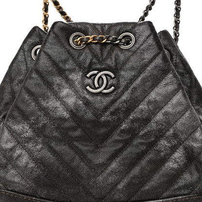 Chanel Metallic Grained Goatskin Gabrielle Backpack Dark Silver Gold 8 of 10