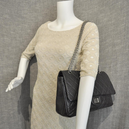 Chanel Distressed Leather 2.55 Reissue 227 Jumbo Flap Black 3 of 9