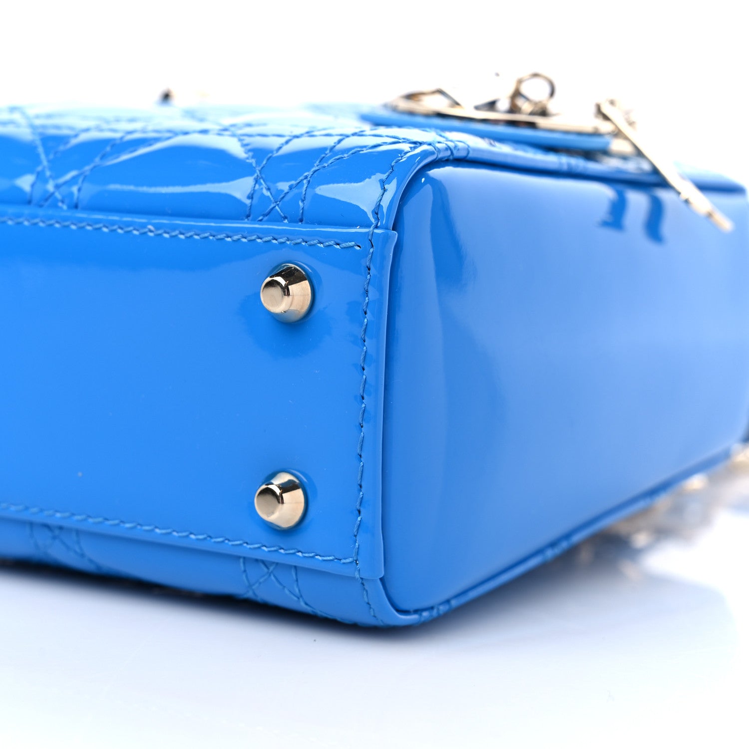 Christian Dior Patent Cannage Mini Lady Dior Blue 8 of 8