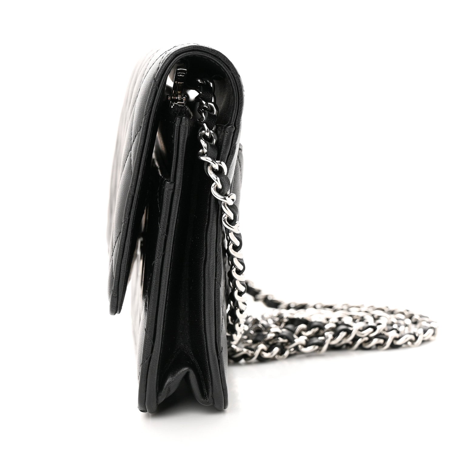 Chanel Lambskin Quilted Wallet On Chain WOC Black 12 of 13