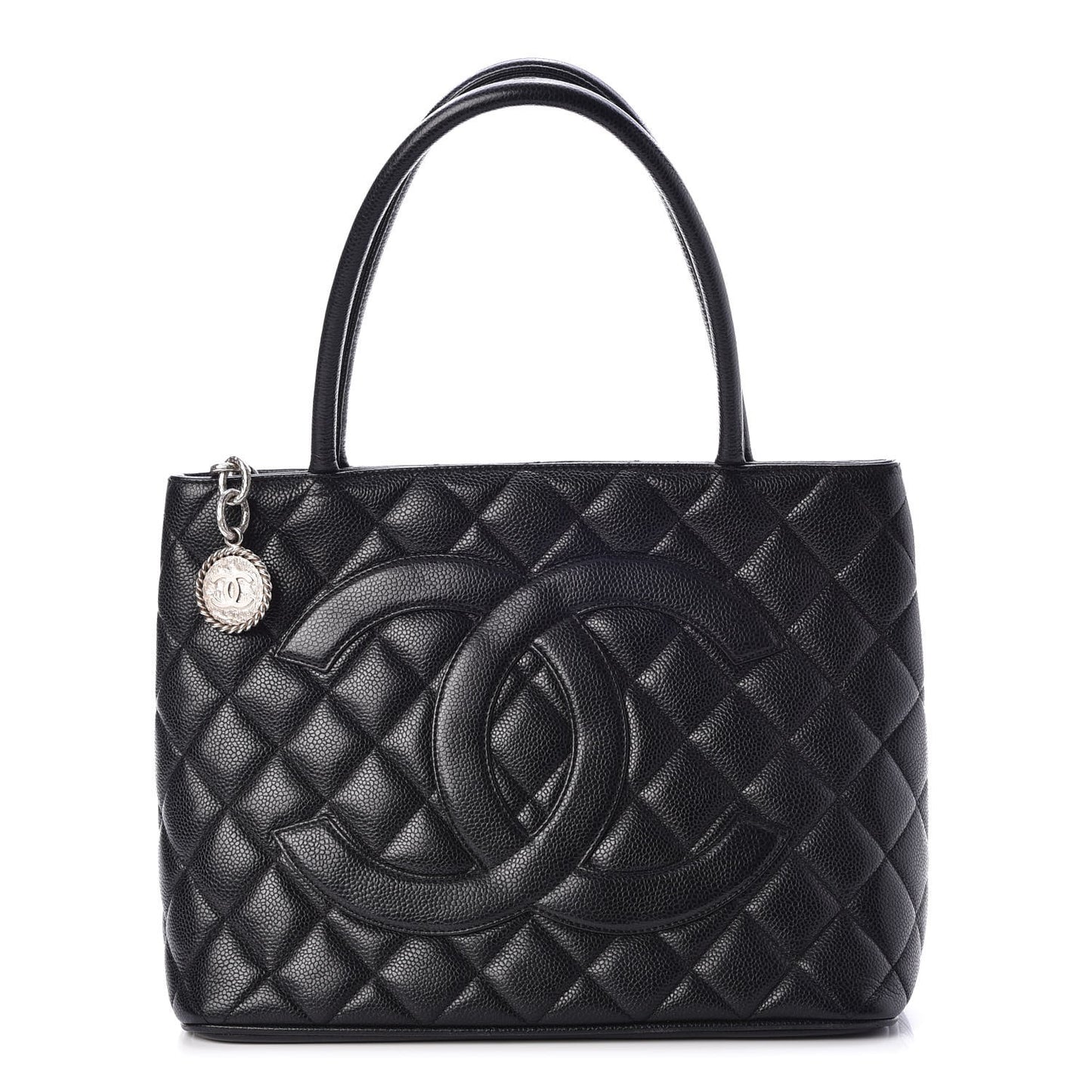 Caviar Quilted Medallion Tote Black