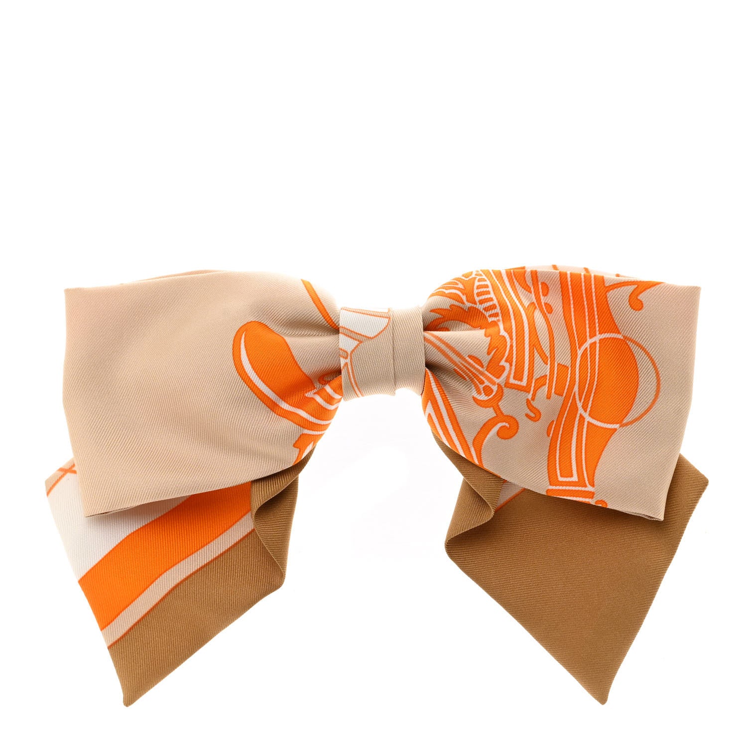 Hermes Silk Ex Libris Grenelle Hair Clip Beige Palomino 1 of 5