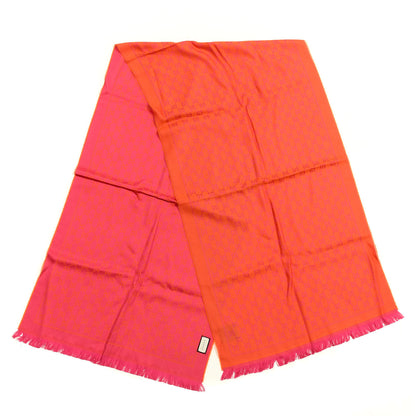 Gucci Wool GG Monogram Reversible New Sten Fringe Scarf Orange Pink 2 of 3