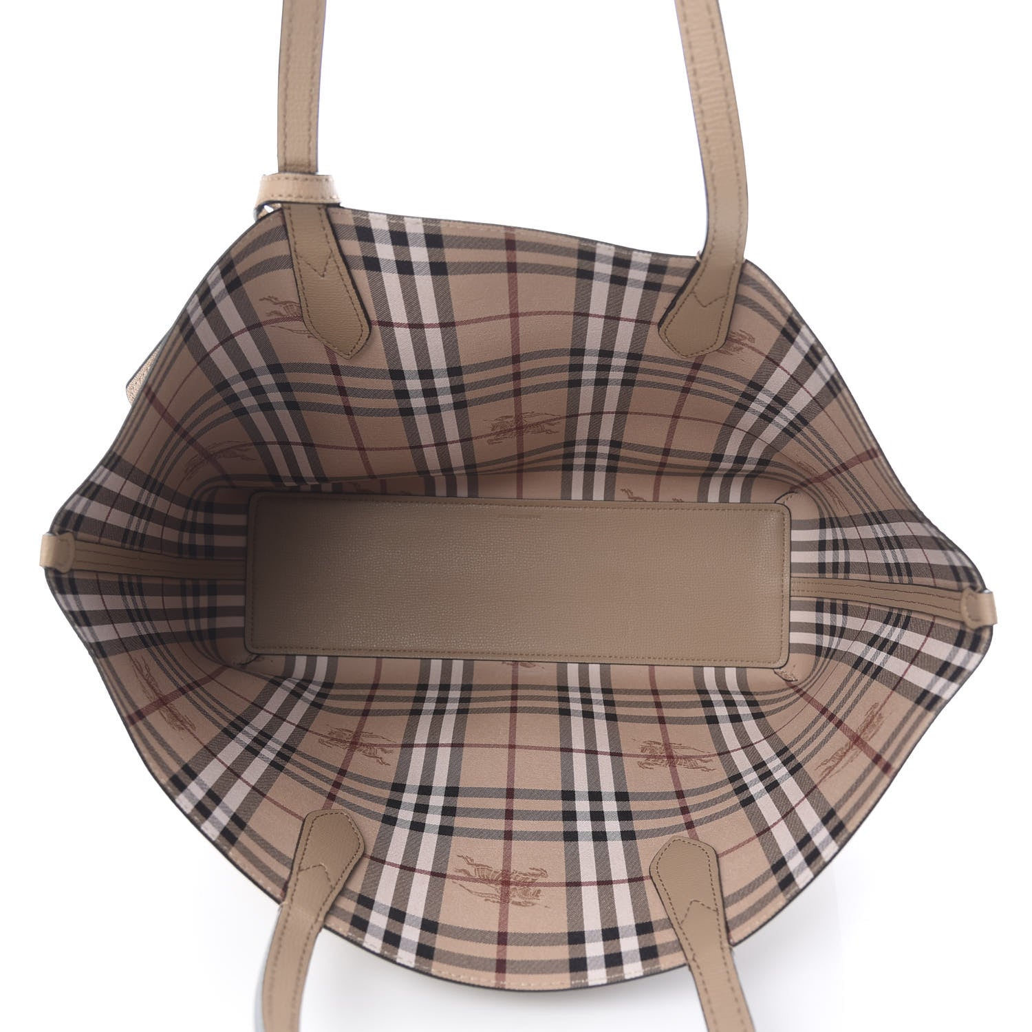 Burberry Grainy Calfskin Haymarket Check Medium Reversible Tote Camel 8 of 16