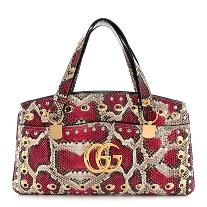 Gucci Snakeskin Large Arli Top Handle Bag Pink Beige 1 of 11
