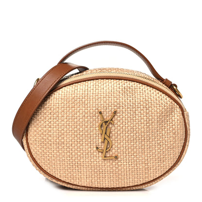 Saint Laurent Raffia Calfskin Round Camera Bag Golden Ecru Brick 1 of 10