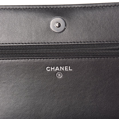Chanel Aged Calfskin Chevron Quilted Gabrielle Wallet On Chain WOC Black 6 of 12