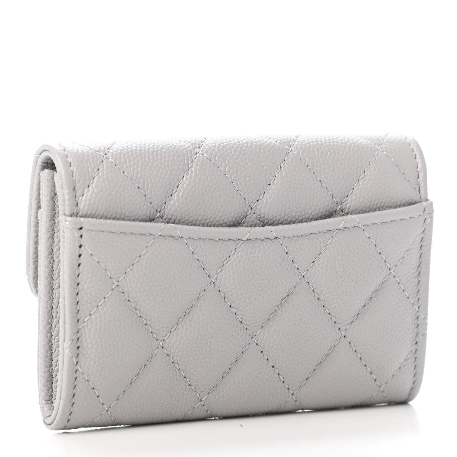 Chanel Caviar Quilted Flap Card Holder Wallet Grey 2 of 4