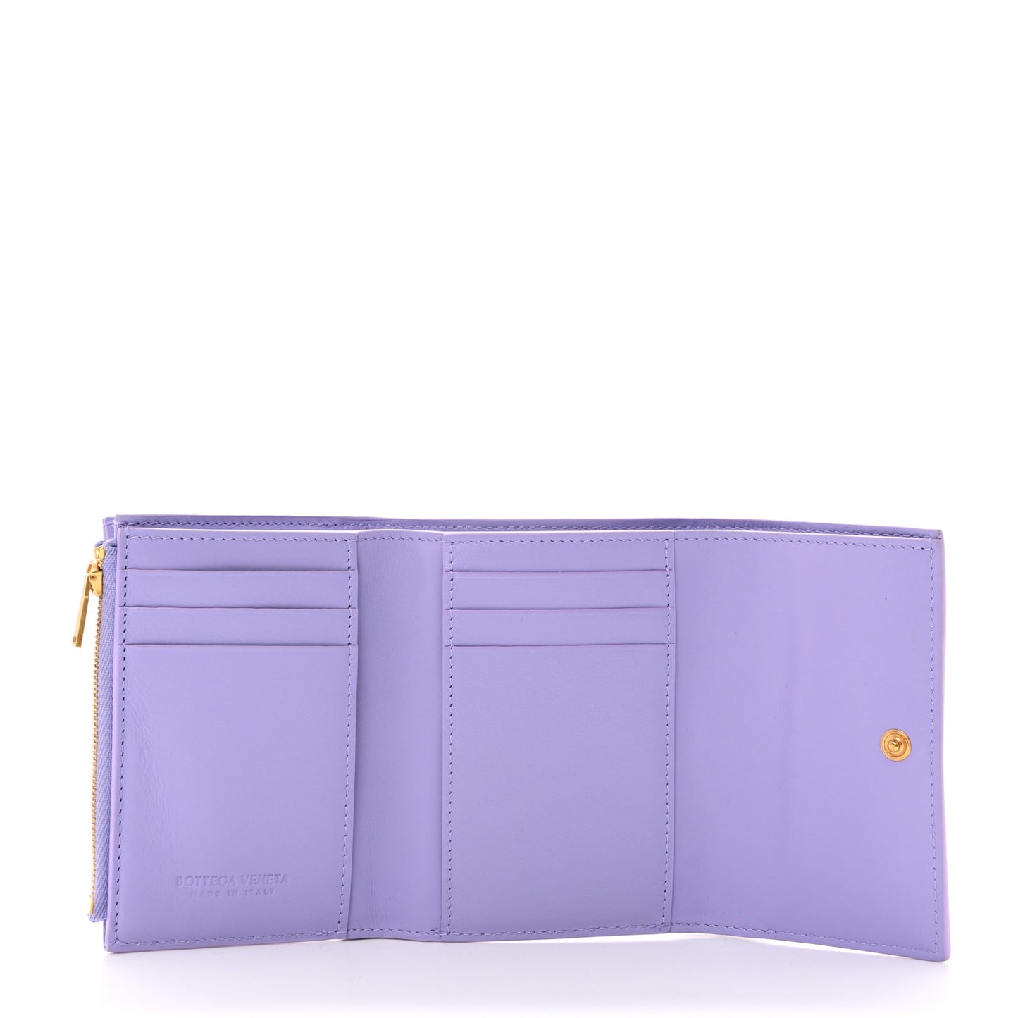 Nappa Calfskin Maxi Intrecciato Cassette Tri-Fold Wallet Wisteria