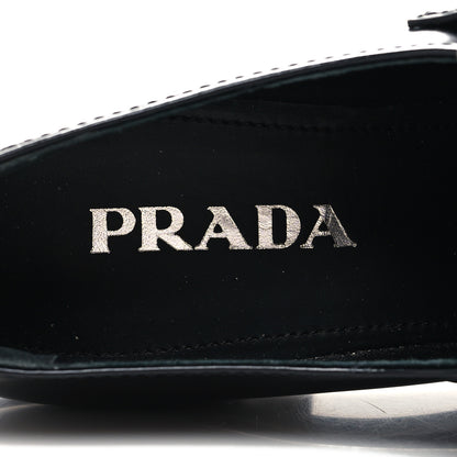 Prada Spazzolato Metal Triangle Logo 85mm Loafers 38.5 Black 8 of 9