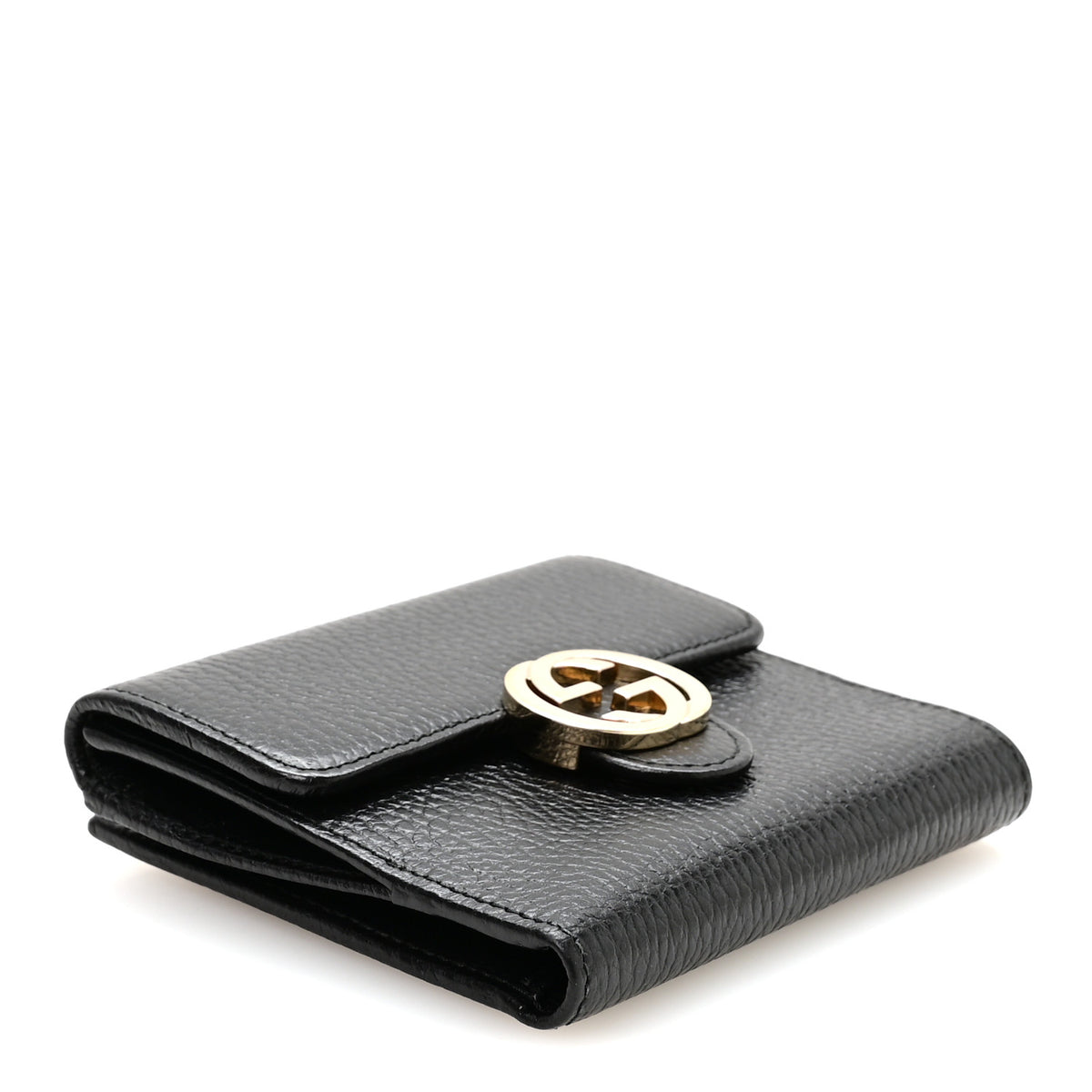 Dollar Calfskin Interlocking G French Wallet Black