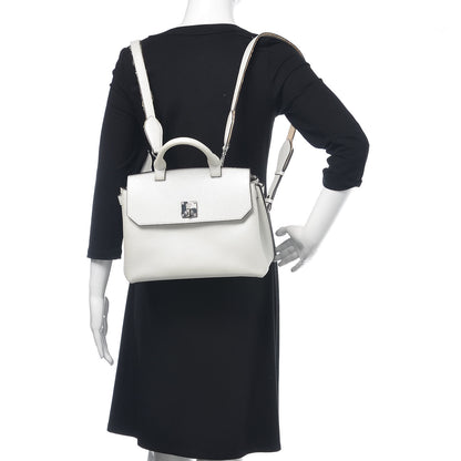 MCM Grained Calfskin Medium Milla Convertible Backpack White Flake 2 of 13