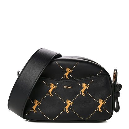 Chloe Smooth Calfskin Little Horses Embroidered Shoulder Bag Black 1 of 10