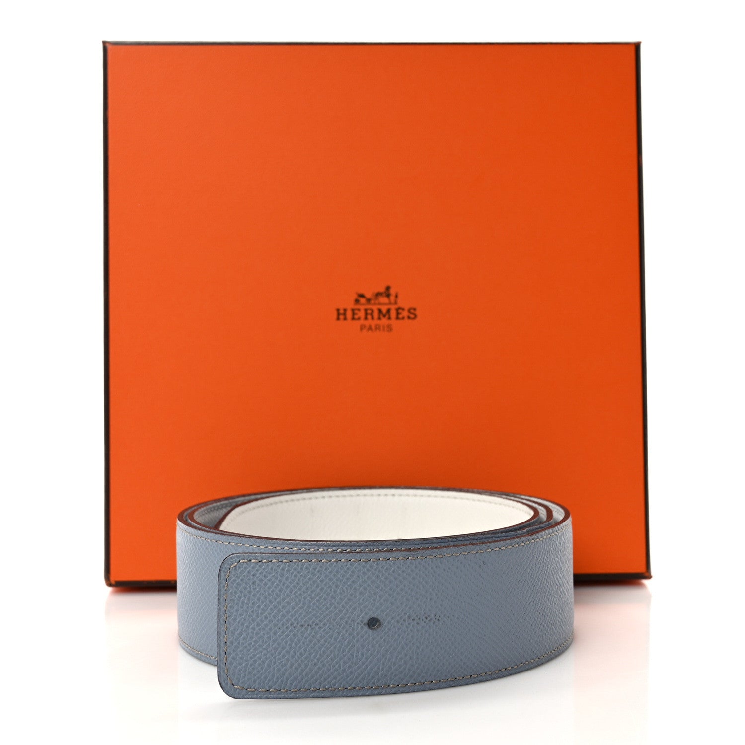 Hermes Epsom 42mm Belt Strap 95 38 Bleu Lin White 6 of 6